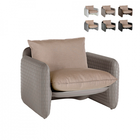 Fauteuil lounge en cuir design moderne Slide Mara intérieur et extérieur Promotion