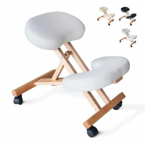 Chaise de bureau ergonomique siège assis-genoux en bois Balancewood Promotion