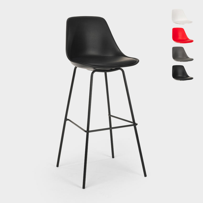 Tabouret de bar cuisine en métal avec coussin design moderne Willis Remises Tabouret de bar cuisine en métal avec coussin design moderne Willis Remises