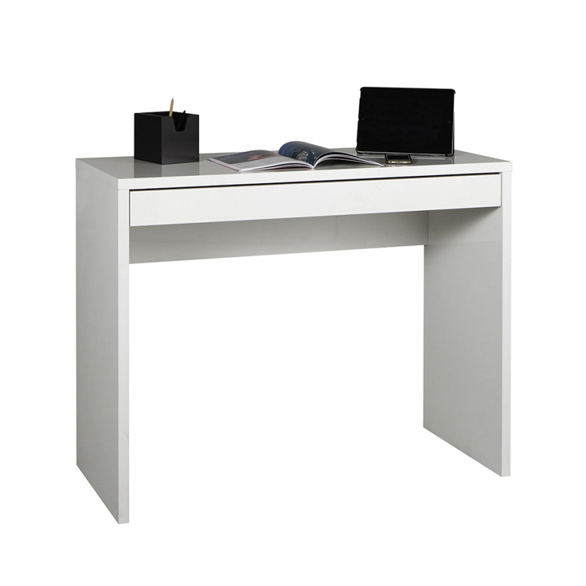 Bureau design rectangulaire avec tiroir blanc pour bureau et étude 100x40cm Sidus