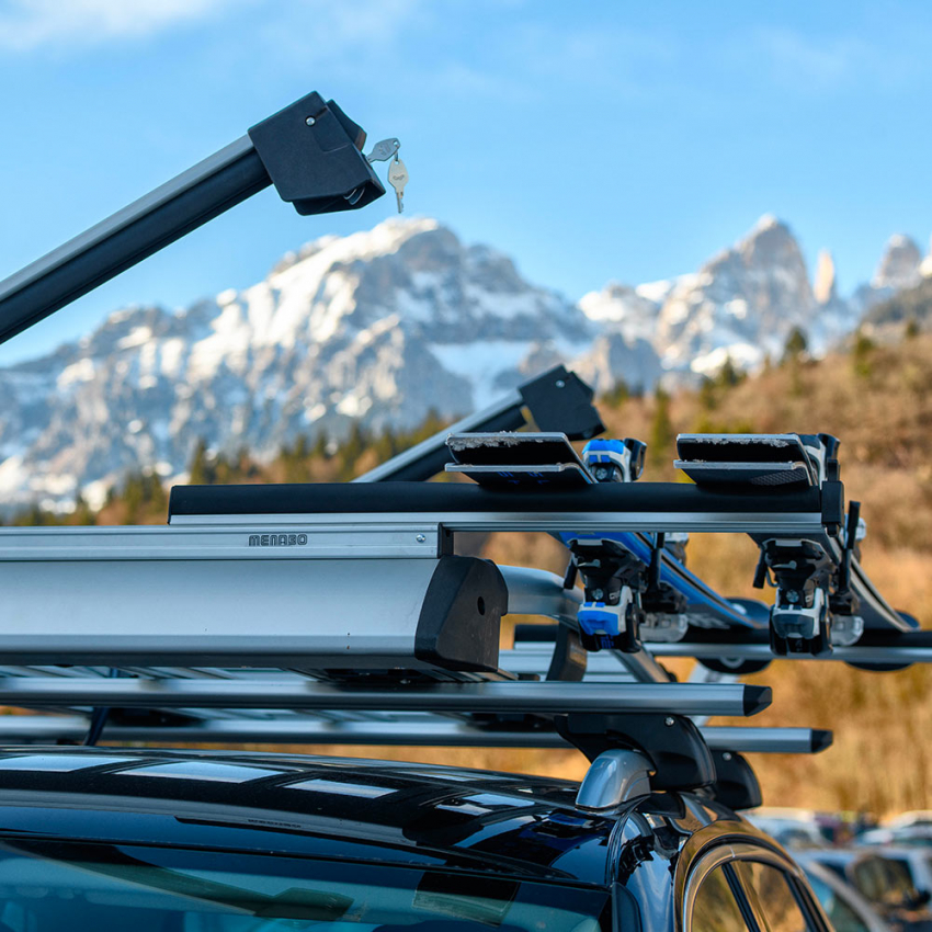 Porte ski sur barre de toit voiture , Porte ski XL 6 paires de skis antivol
