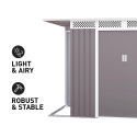 Abri de jardin en tôle galvanisée grise pour outils de jardin Tyrol 257X142x184cm Remises