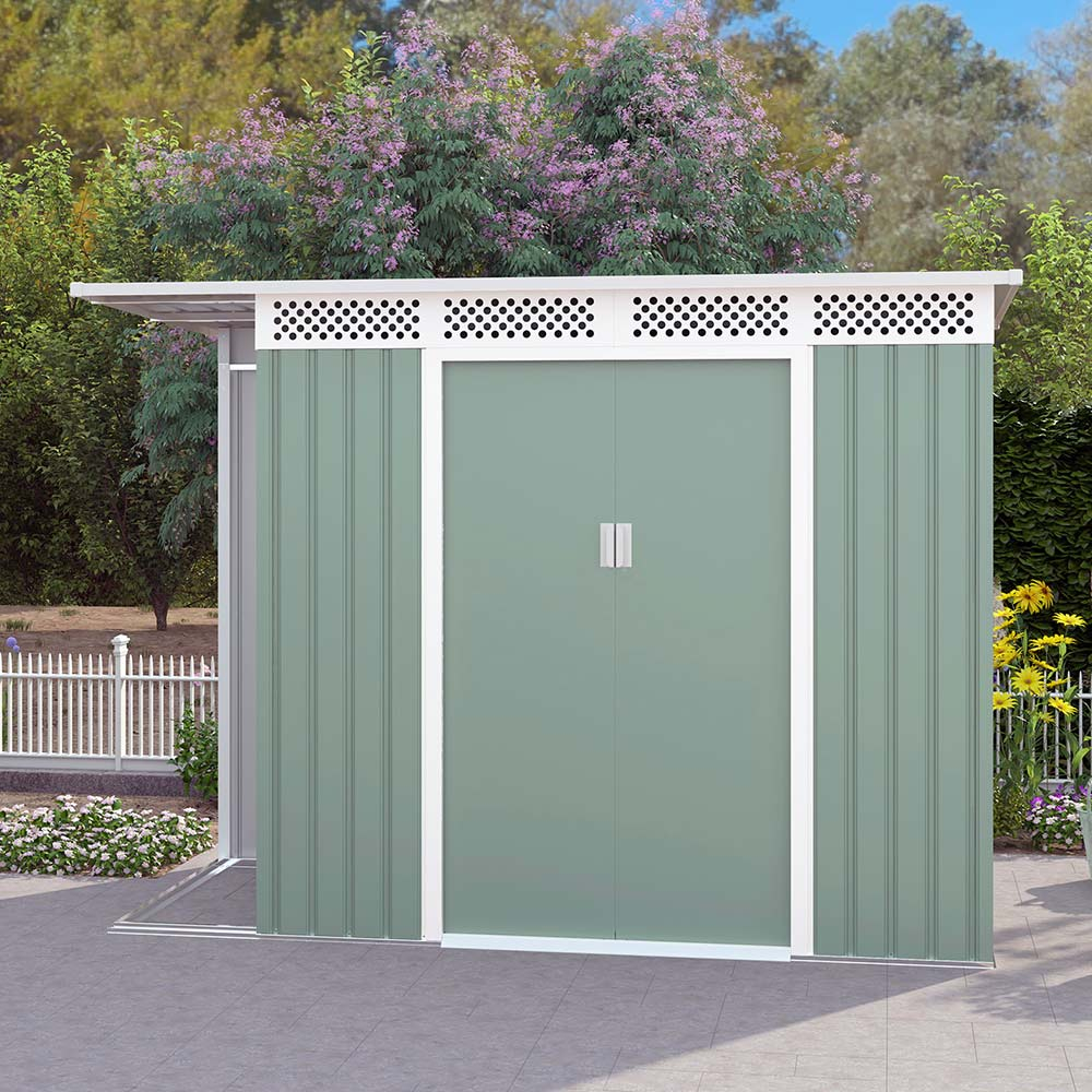 Abri de jardin tôle galvanisée verte pour outils Tyrol NATURE 257X142x184cm