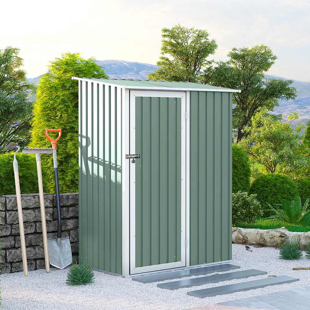 Abri de jardin en tôle galvanisée et métal vert Amalfi NATURE 143X89x186cm