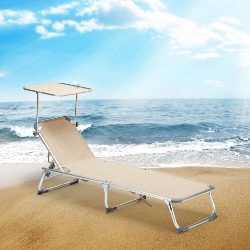 24 Transats Pour Piscine Bains De Soleil Pliants Avec Pare-Soleil California