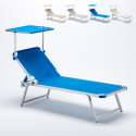 Transat de plage bain de soleil en aluminium avec pare-soleil Nettuno Promotion