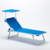 Transat de plage bain de soleil en aluminium avec pare-soleil Nettuno 