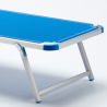 Transat de plage bain de soleil en aluminium avec pare-soleil Nettuno 