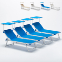 4 bains de soleil de plage en aluminium avec pare-soleil Nettuno Choix