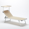 20 transats de plage bains de soleil en aluminium avec pare-soleil Nettuno 
