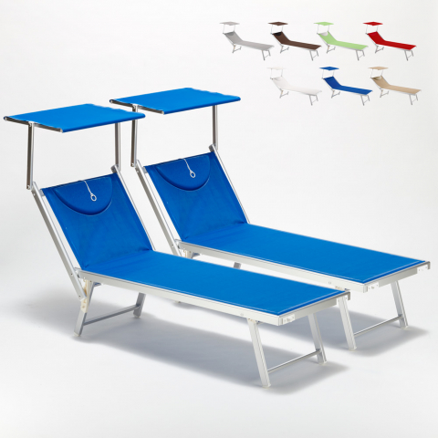 2 transats de plage bain de soleil professionnels en aluminium Santorini Promotion