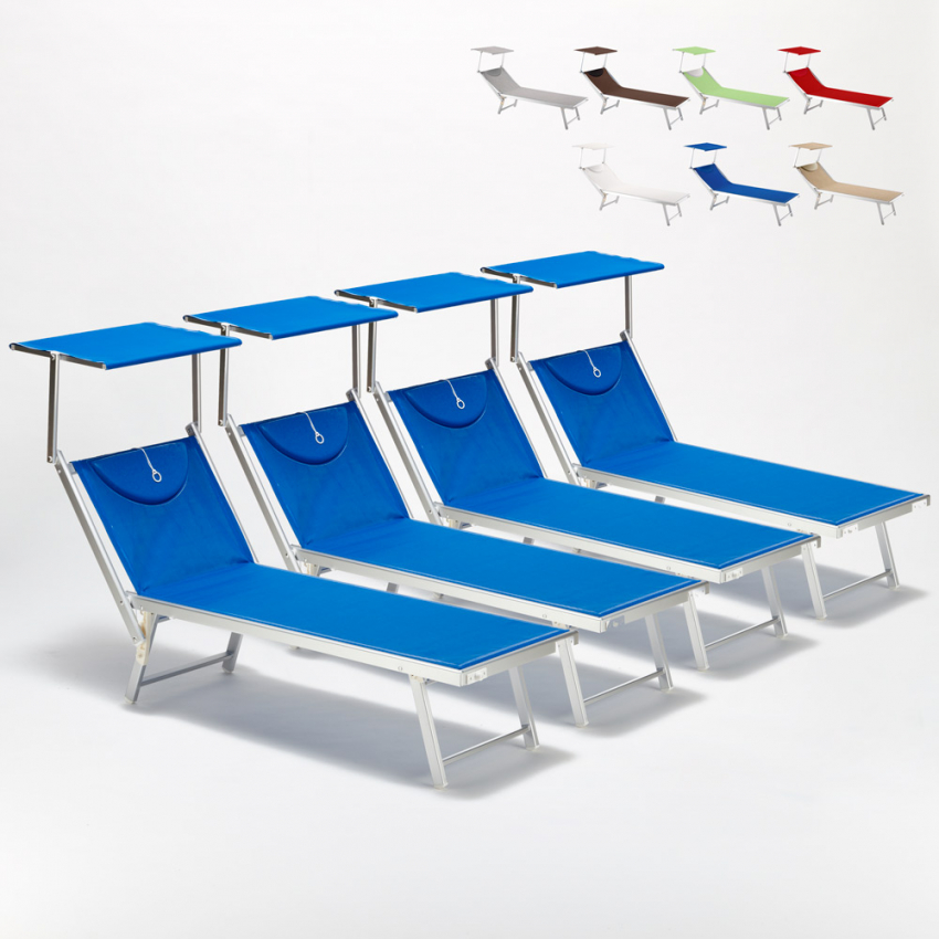 4 transats de plage bain de soleil professionnels en aluminium Santorini 4 transats de plage bain de soleil professionnels en aluminium Santorini