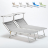 2 Bain de soleil professionnels transat aluminium lits de plage Italia 