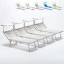 4 Bains de soleil professionnels transats de plage aluminium Italia Promotion