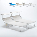 2 bains de soleil XL de jardin piscine transat en aluminium Grande Italia Promotion
