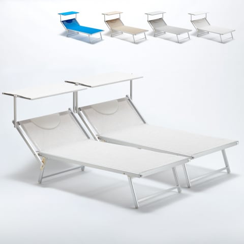 2 Bain de soleil Xxl professionnels chaises longue piscine transat aluminium Italia Extralarge