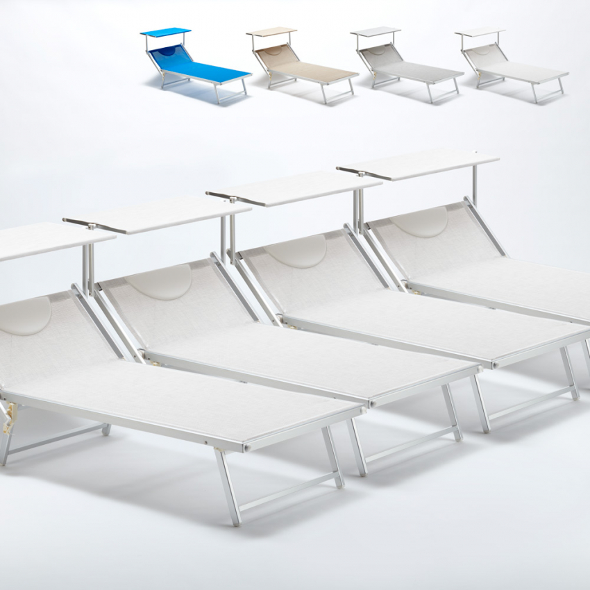 4 Bains de soleil de plage transats professionnels aluminium GRANDE Italia XL 4 Bains de soleil de plage transats professionnels aluminium GRANDE Italia XL