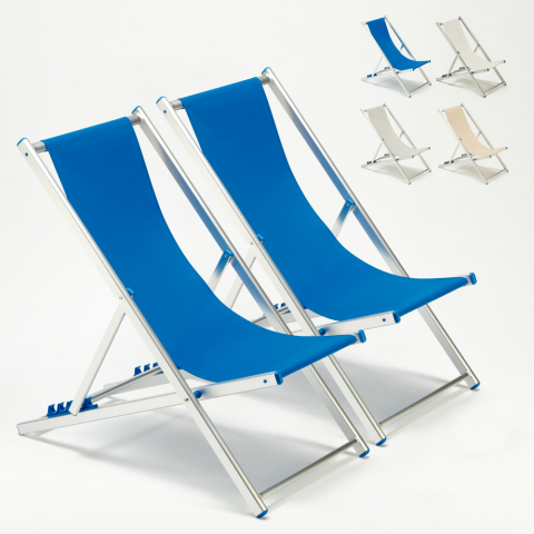 Transats chaises de plage piscine aluminium jardin Riccione 2 pcs