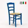 Chaise de cuisine salle à manger bar et restaurant en bois et assise en paille Paesana 