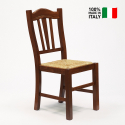 Chaise rustique en bois avec assise en paille pour salon et salle à manger Silvana Vente