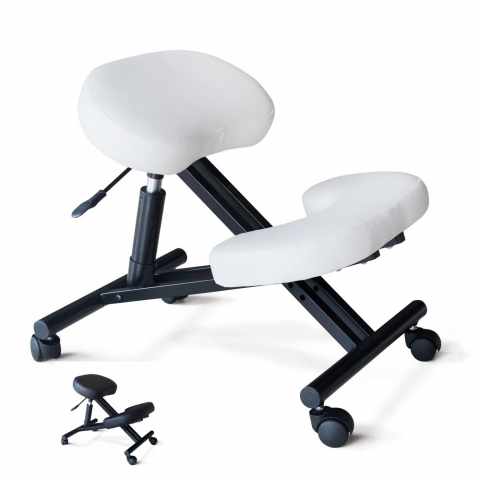 Chaise de bureau ergonomique siège assis-genoux similicuir Balancesteel Promotion