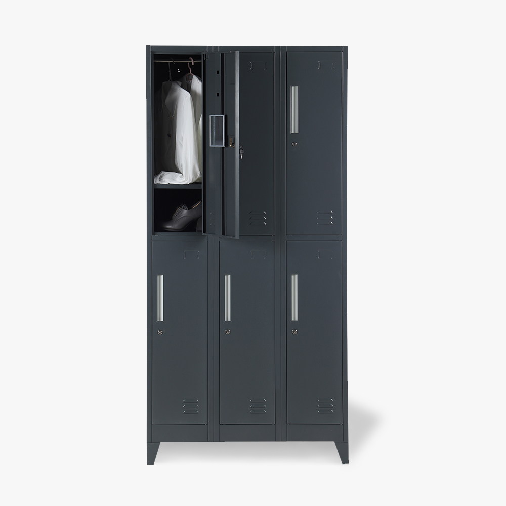 Armoire de rangement 6 portes 90x45 H180 avec serrure bureau vestiaire Etna