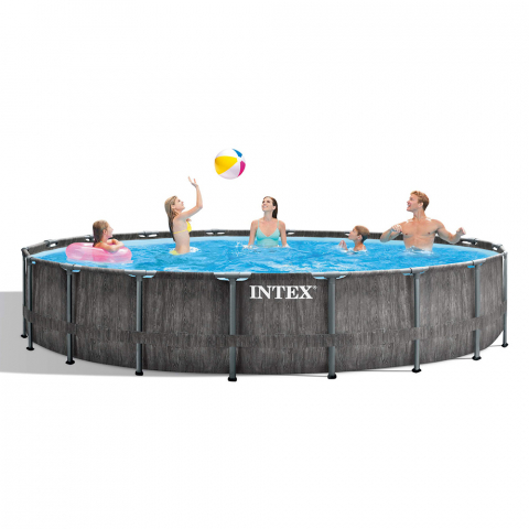 Piscine Hors Sol Ronde 549x122 Prism Frame Greywood Intex 26744 Promotion