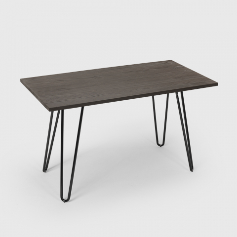 table à manger industrielle 120x60 design métal bois rectangulaire prandium Promotion