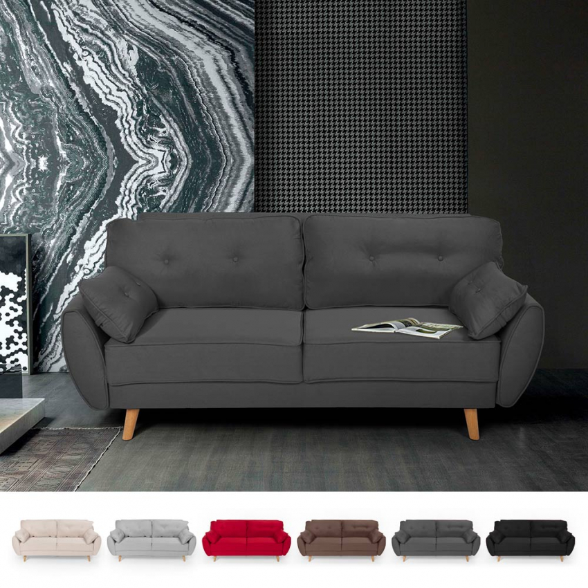 Canapé convertible 3 places clic clac design nordique en tissu Fortaleza Canapé convertible 3 places clic clac design nordique en tissu Fortaleza