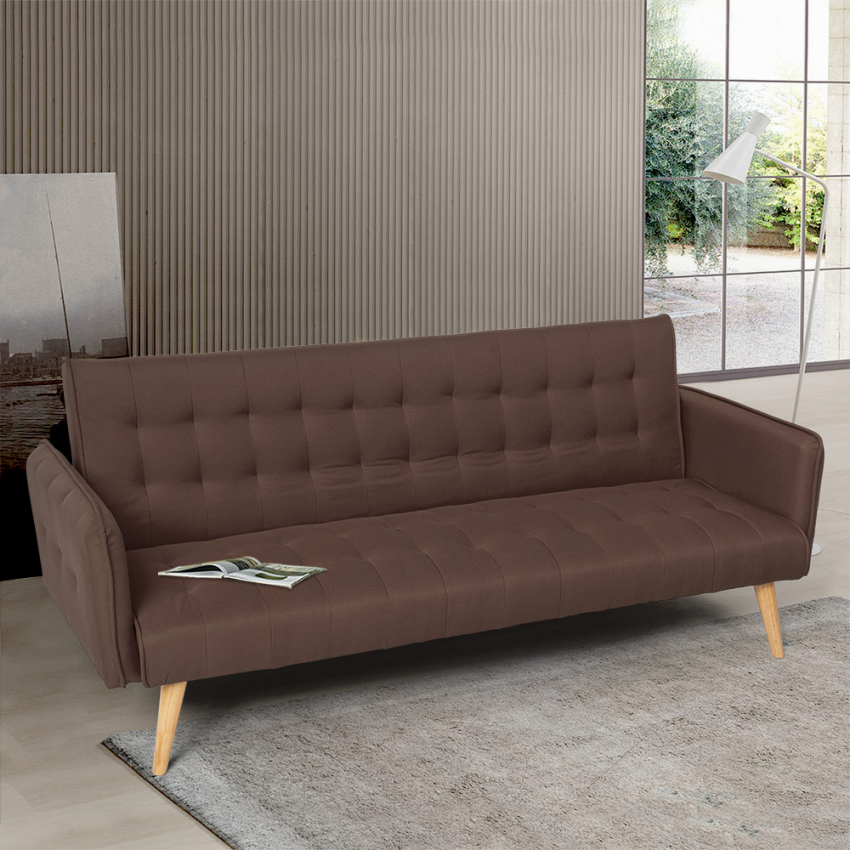 Canapé Convertible 3 Places Clic Clac En Tissu Inclinable Design Nordique Malibu