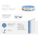 Piscine hors-sol Ronde Steel Pro Max 427x84cm en acier Bestway 56595 Dimensions