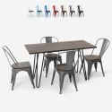 table rectangulaire 120x60 + 4 chaises en acier de style industriel et bois roger Vente