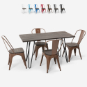 table rectangulaire 120x60 + 4 chaises en acier de style industriel et bois roger Offre