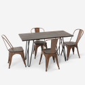 table rectangulaire 120x60 + 4 chaises en acier de style industriel et bois roger 