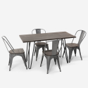 table rectangulaire 120x60 + 4 chaises en acier de style industriel et bois roger Prix