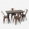 table rectangulaire 120x60 + 4 chaises en acier de style industriel et bois ralph Prix