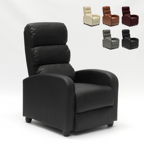 Fauteuil relax inclinable avec repose-pieds en simili cuir Alice