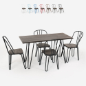 table rectangulaire 120x60 + 4 chaises en bois et acier design industriel magis 