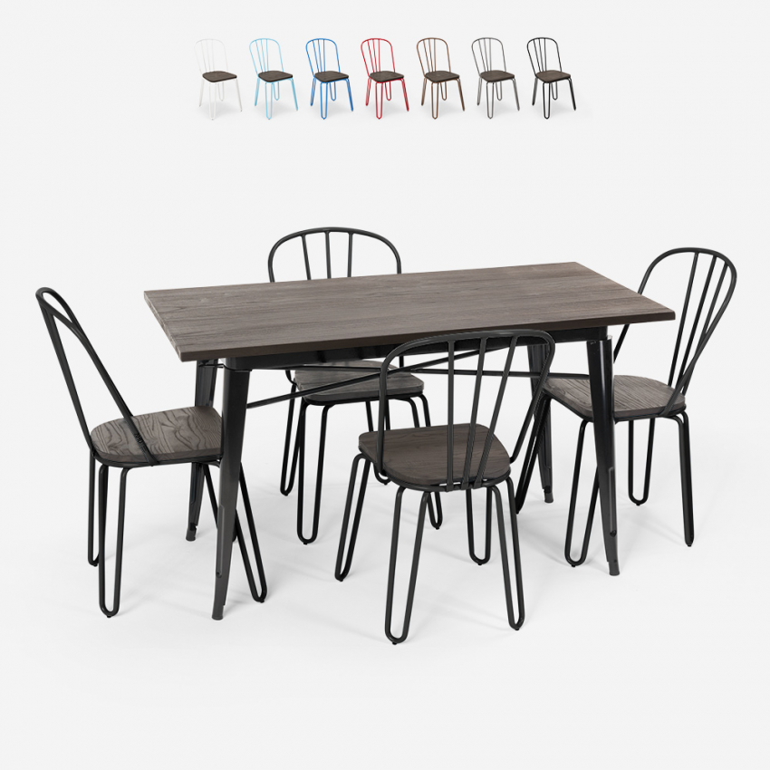 table rectangulaire 120x60 + 4 chaises acier bois design industriel otis Catalogue table rectangulaire 120x60 + 4 chaises acier bois design industriel otis Catalogue