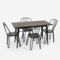 table rectangulaire 120x60 + 4 chaises acier bois design industriel otis 