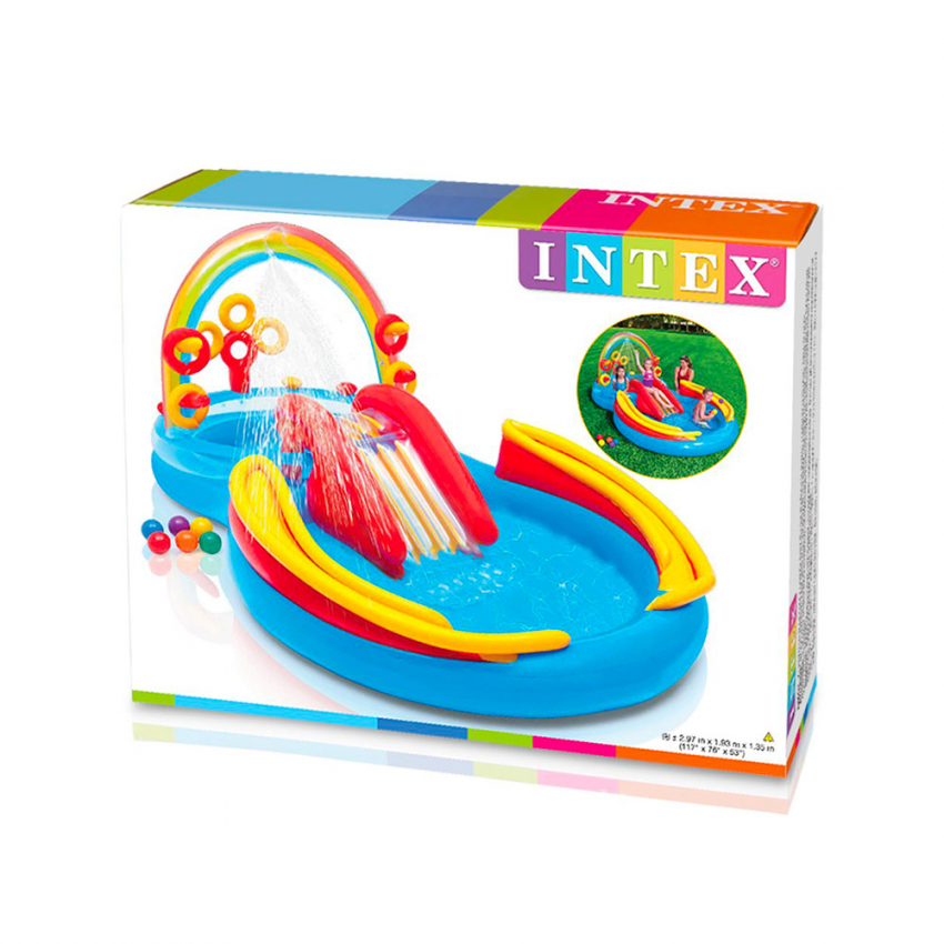 Intex 57453 Rainbow Ring Piscine gonflable de jeu enfants arc-en-ciel