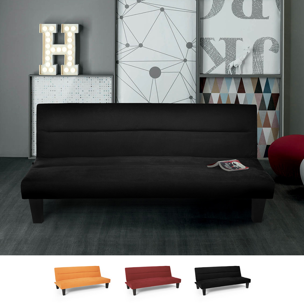 Canapé convertible 2 places Clic Clac en microfibre effet velours Ametista Rainbow