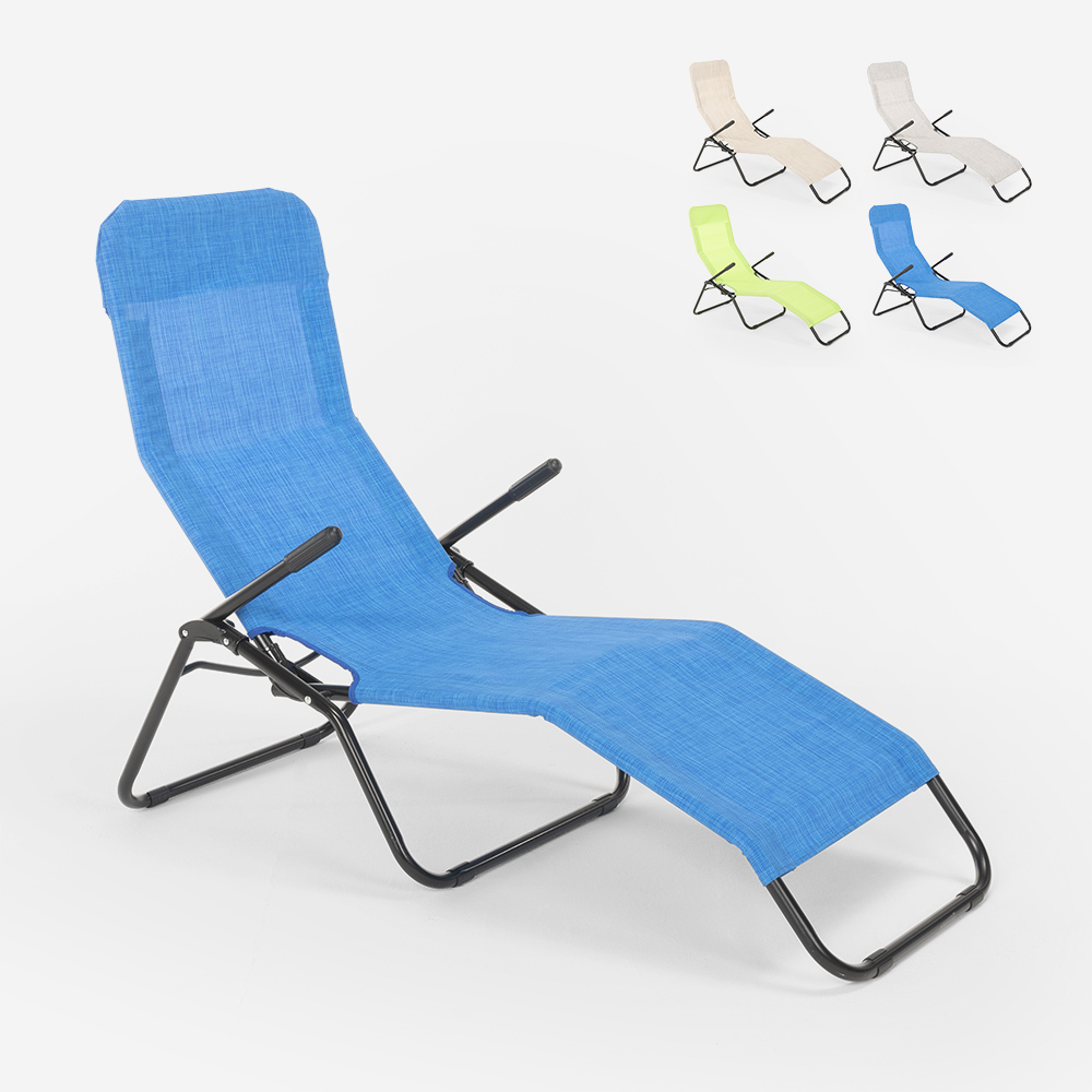 Chaise longue pliante de plage et de jardin en acier Pasha