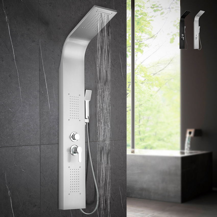 Colonne de douche en acier avec mitigeur de douche cascade d'hydromassage Monticelli Réductions Colonne de douche en acier avec mitigeur de douche cascade d'hydromassage Monticelli Réductions
