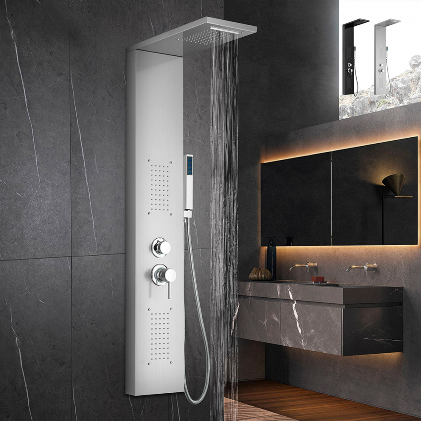 Colonne de douche en acier avec mitigeur cascade d'hydromassage Sirmione Promotion Colonne de douche en acier avec mitigeur cascade d'hydromassage Sirmione Promotion