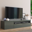 Meuble TV moderne avec porte et tiroir à rabat 150 cm Daiquiri Anthracite M Vente