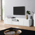 Meuble TV design 4 portes tiroir coulissant blanc Vega Low XL Promotion