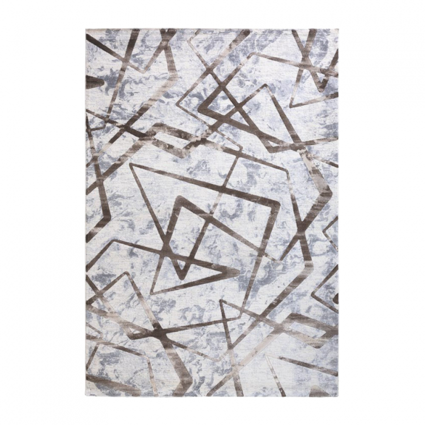 MAR001 Tapis de salon design géométrique moderne poil court marron