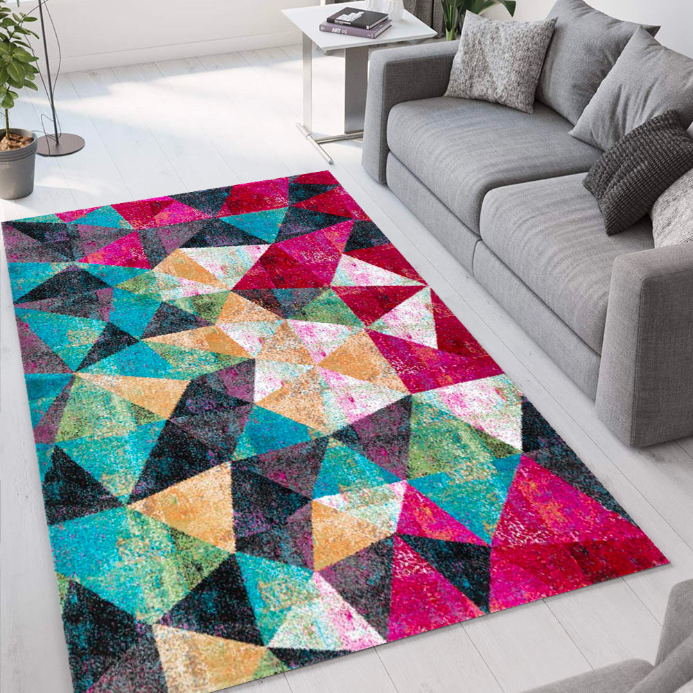 Tapis de salon moderne multicolore design géométrique Milano MUL019