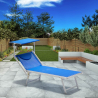 Bain de soleil de jardin transat professionnel en aluminium piscine Italia 